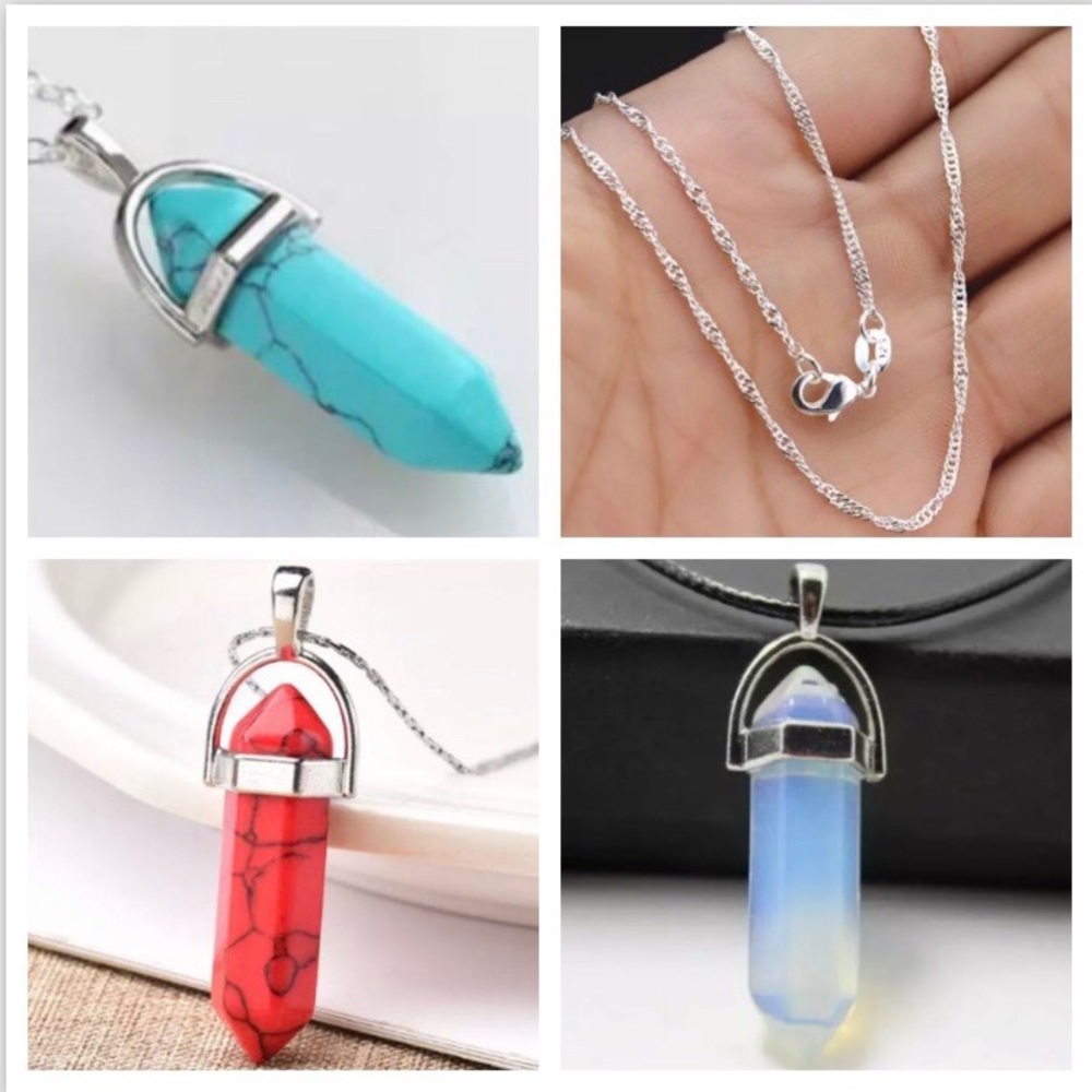 Red Turquoise Pearl Opalite Sterling Necklace Set